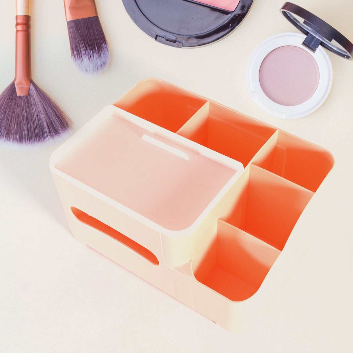 6-Compartment Desk Organizer Ã¢â‚¬â€œ Multi-Function Storage for Tissue, Stationery, Remote & Mobile (Home/Office)