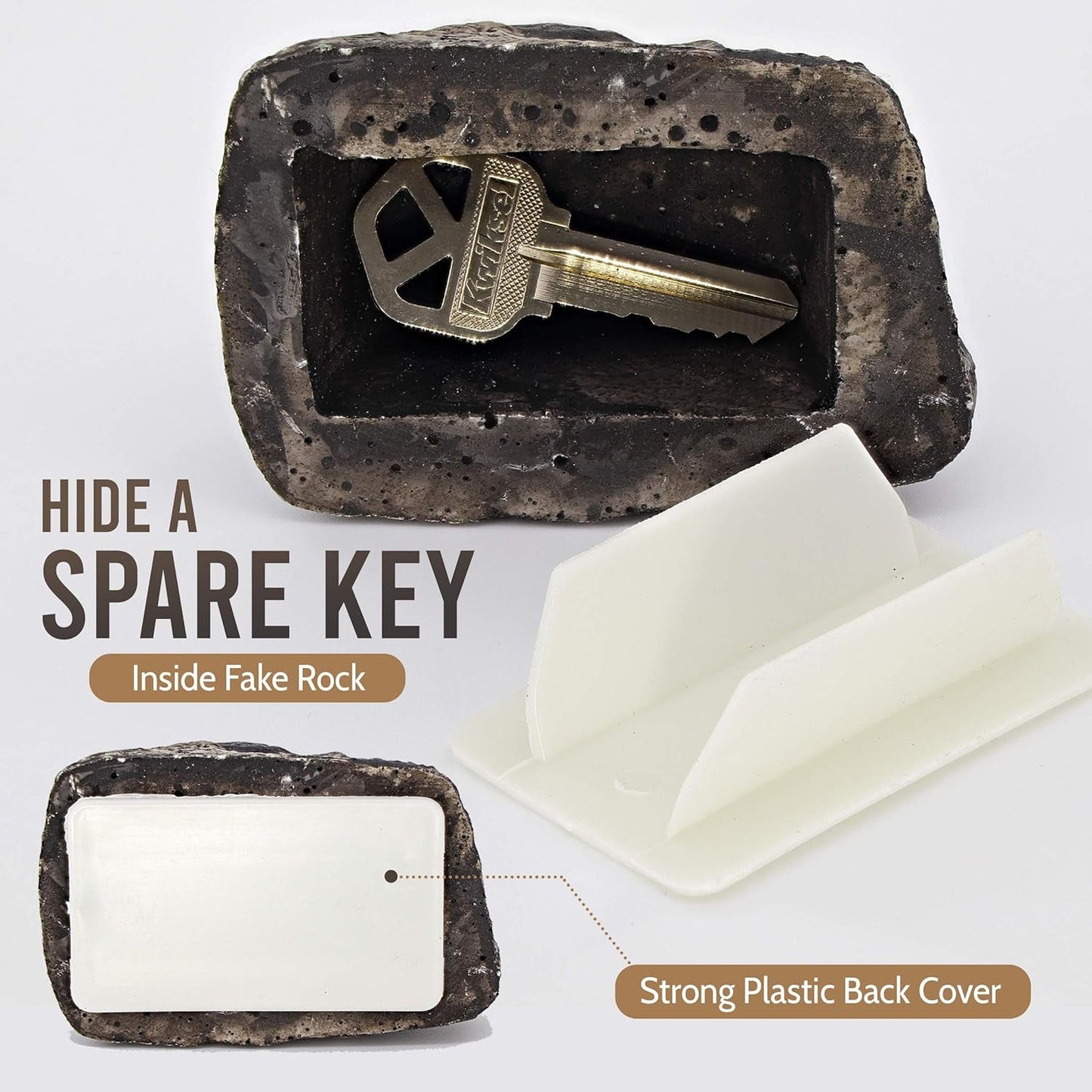 Realistic Fake Rock Key Hider Ã¢â‚¬â€œ Weatherproof Outdoor Key Storage for Emergencies (1 Pc)