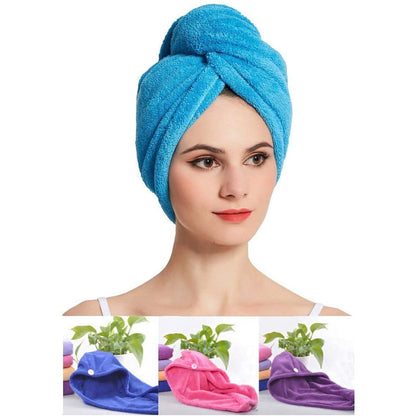 Microfiber Hair Wrap Towel Cap Ã¢â‚¬â€œ Quick-Dry, Absorbent Turban Cap (1 Pc)