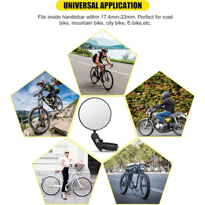Bar End Bike Mirror: 360Ã‚Â° Rotatable & Foldable (1 Pc)