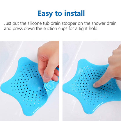 Star Shape Suction Cup Kitchen Bathroom Sink Drain Strainer Hair Stopper Filter, Star Shaped Sink Filter Bathroom Hair Catcher, Drain Strainers Cover Trap Basin (2 Pc)
