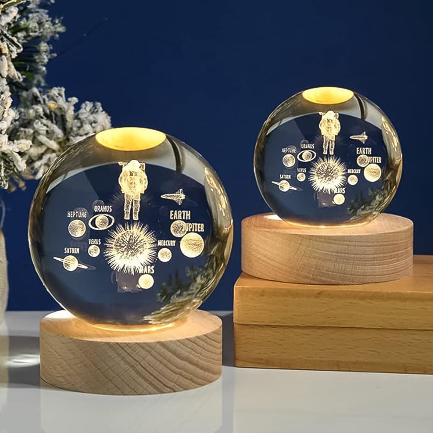 3D Crystal Ball lamps With Base (1 Pc / Mix Design)