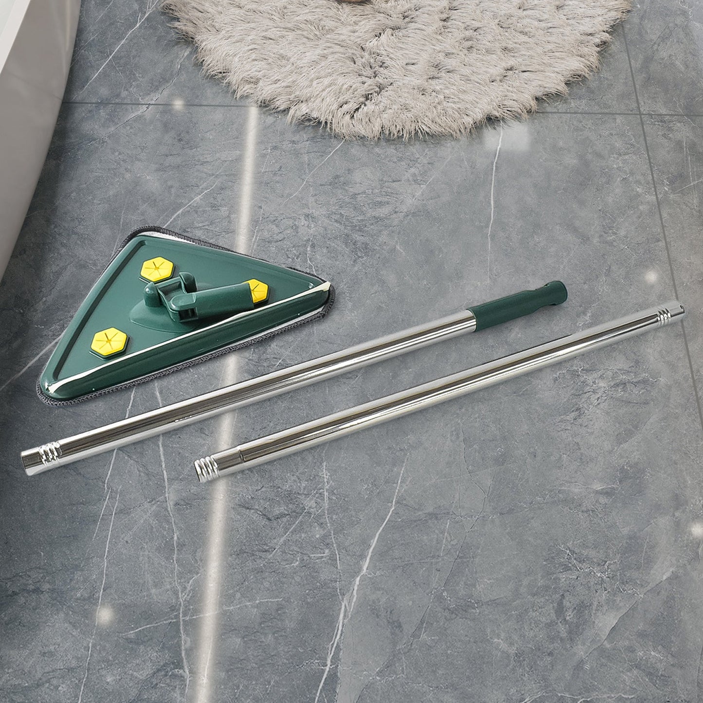 2-in-1 Extendable Triangle Mop Ã¢â‚¬â€œ Retractable, 360Ã‚Â° Rotating, Telescopic & Reusable Mop Heads (1 Pc)