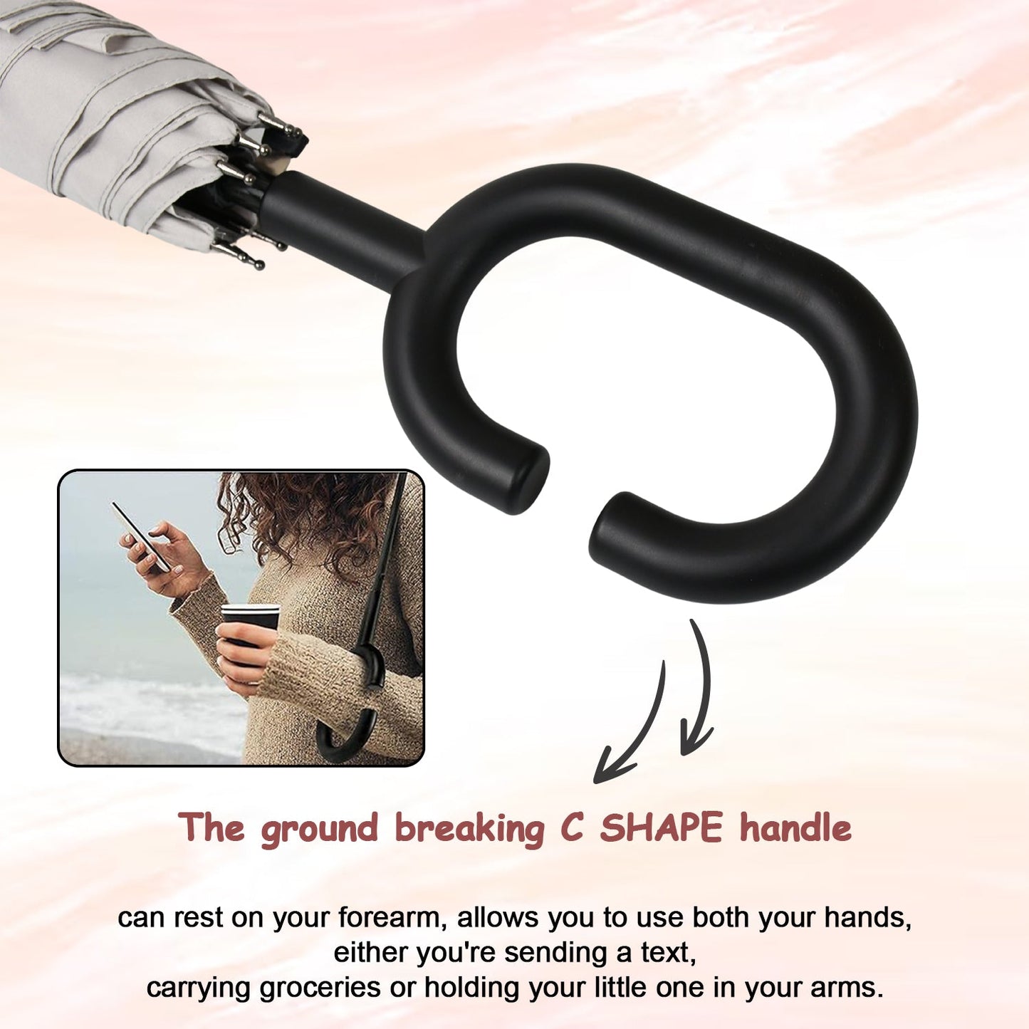 Foldable UV & Rain Umbrella with C-Shaped Handle Ã¢â‚¬â€œ Kids (1 Pc / Mix Color)