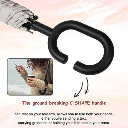 Foldable UV & Rain Umbrella with C-Shaped Handle Ã¢â‚¬â€œ Kids (1 Pc / Mix Color)