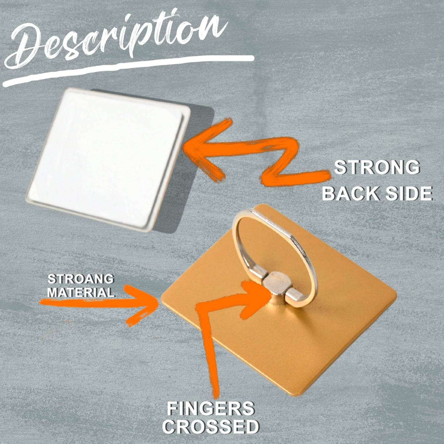 Phone ring stand with 360Â° rotation feature