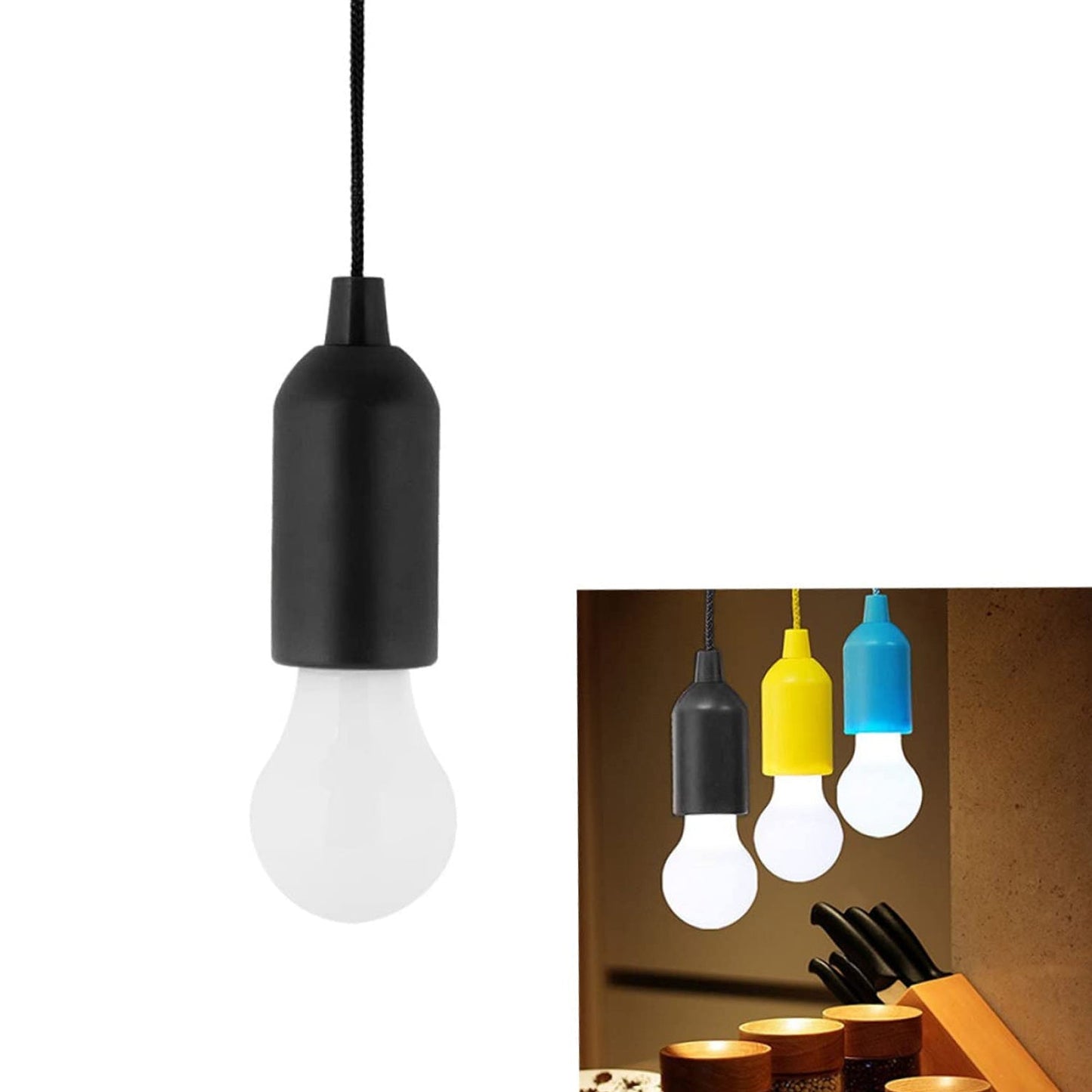 LED Pull Cord Light Ã¢â‚¬â€œ Hanging Black LED Bulb (1 Pc)