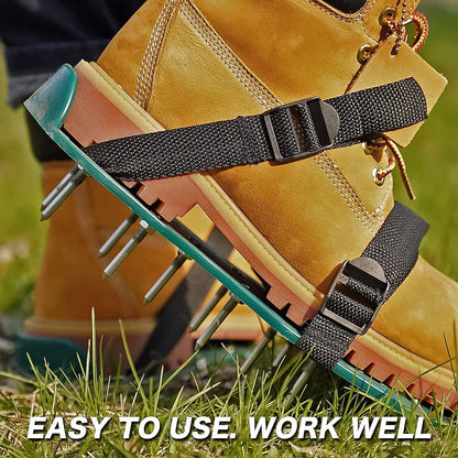 Lawn Aerator Spiked Sandals Ã¢â‚¬â€œ Green Studded Garden Grass Shoes (1 Pair)