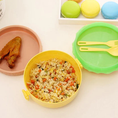 Burger Shape Lunch Box Ã¢â‚¬â€œ Double Layer 1000ml Food Container with 2 Spoons for Kids