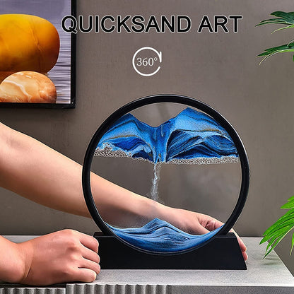 3D Moving Sand Art Ã¢â‚¬â€œ Liquid Motion Deep Sea Sandscape with Round Glass Frame (1 Pc)