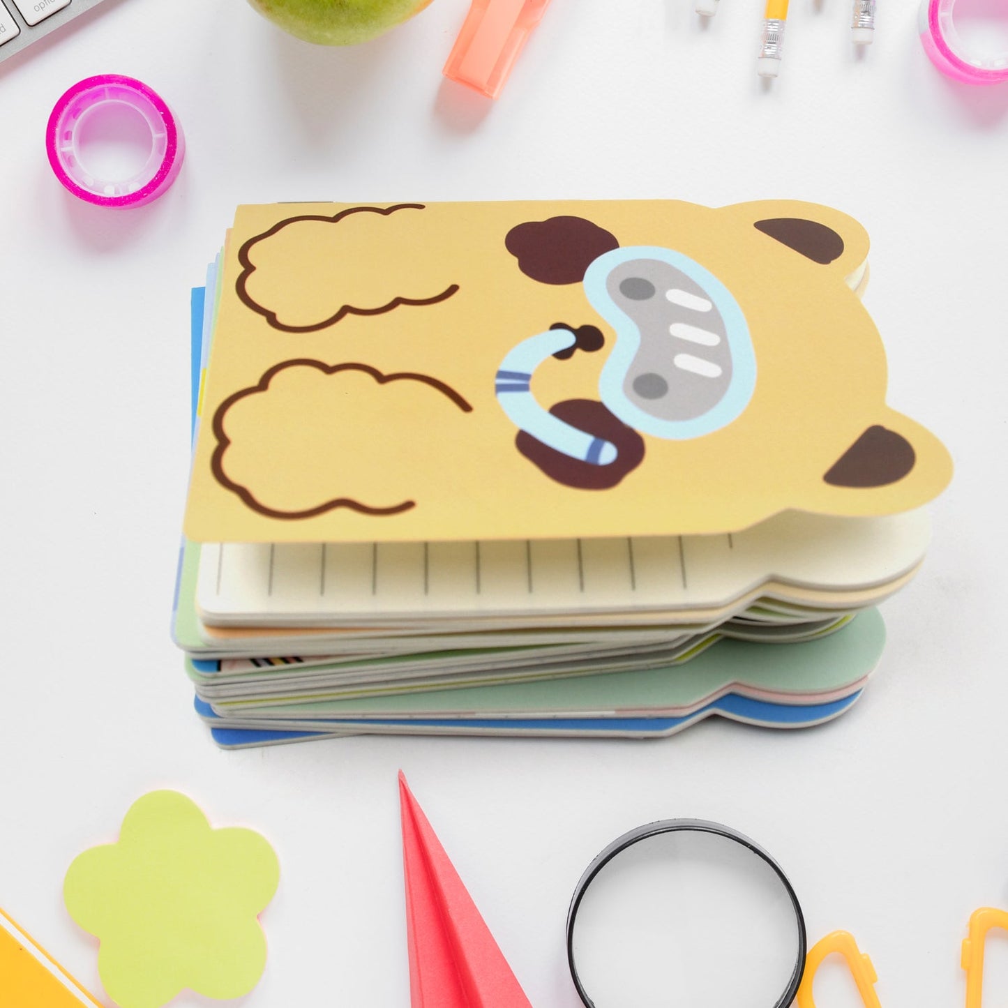 Cute Cartoon Journal Diary, Notebook for Women Men Memo Notepad Sketchbook 16 Pages Writing Journal for Journaling Notes Study School Work Boys Girls, Stationery (120x85MM / 2 Pc)