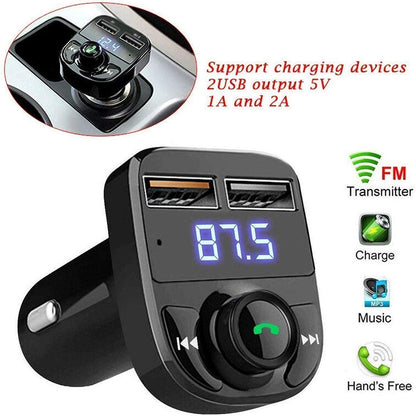 CAR-X8 Bluetooth FM Transmitter Kit for Hands-Free Call Receiver / Music Player / Call Receiver / Fast Mobile Charger Ports for All SmartphonesÃ‚Â with 3.1A Quick Charge Dual USB Car Charger