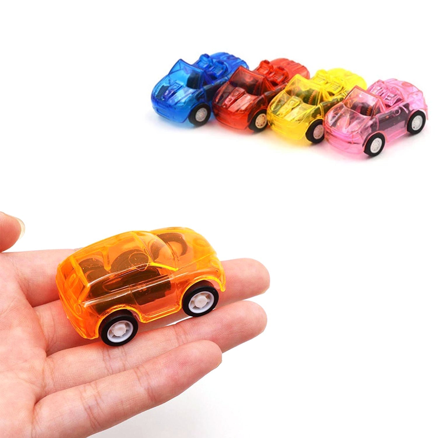 Pull back car toy for childrenâ€™s fun.