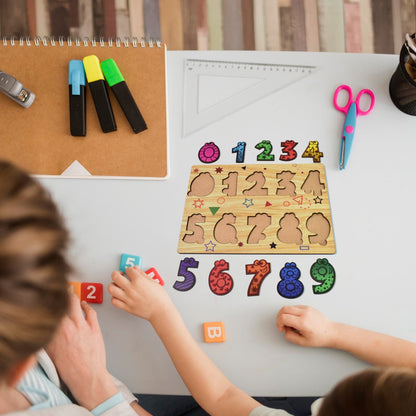 Wooden Number Puzzle Learning Educational Board (1 Set / 28Ãƒâ€”20 Cm)