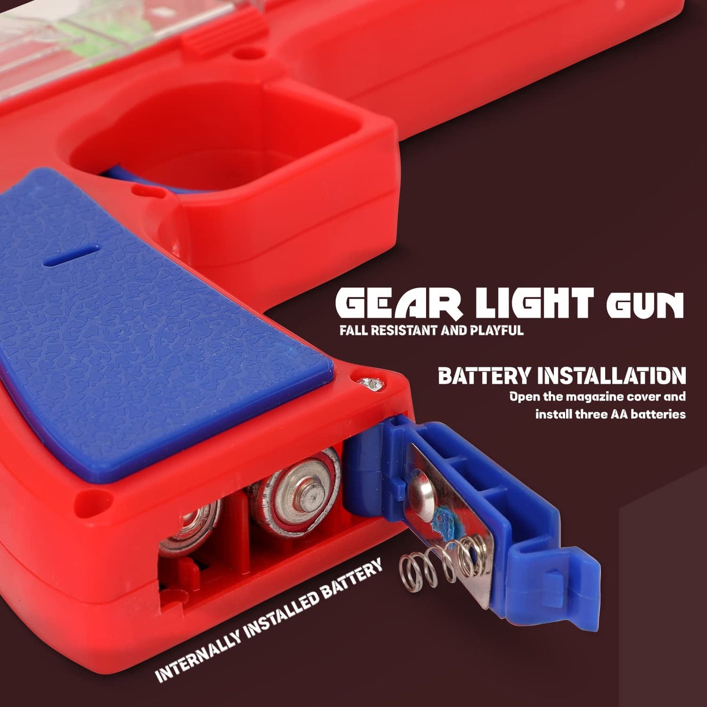 Plastic Gear Simulation Laser Toy Gun Ã¢â‚¬â€œ 3D Lights, Music & Rotating Gear (1 Pc, 3+ Years)
