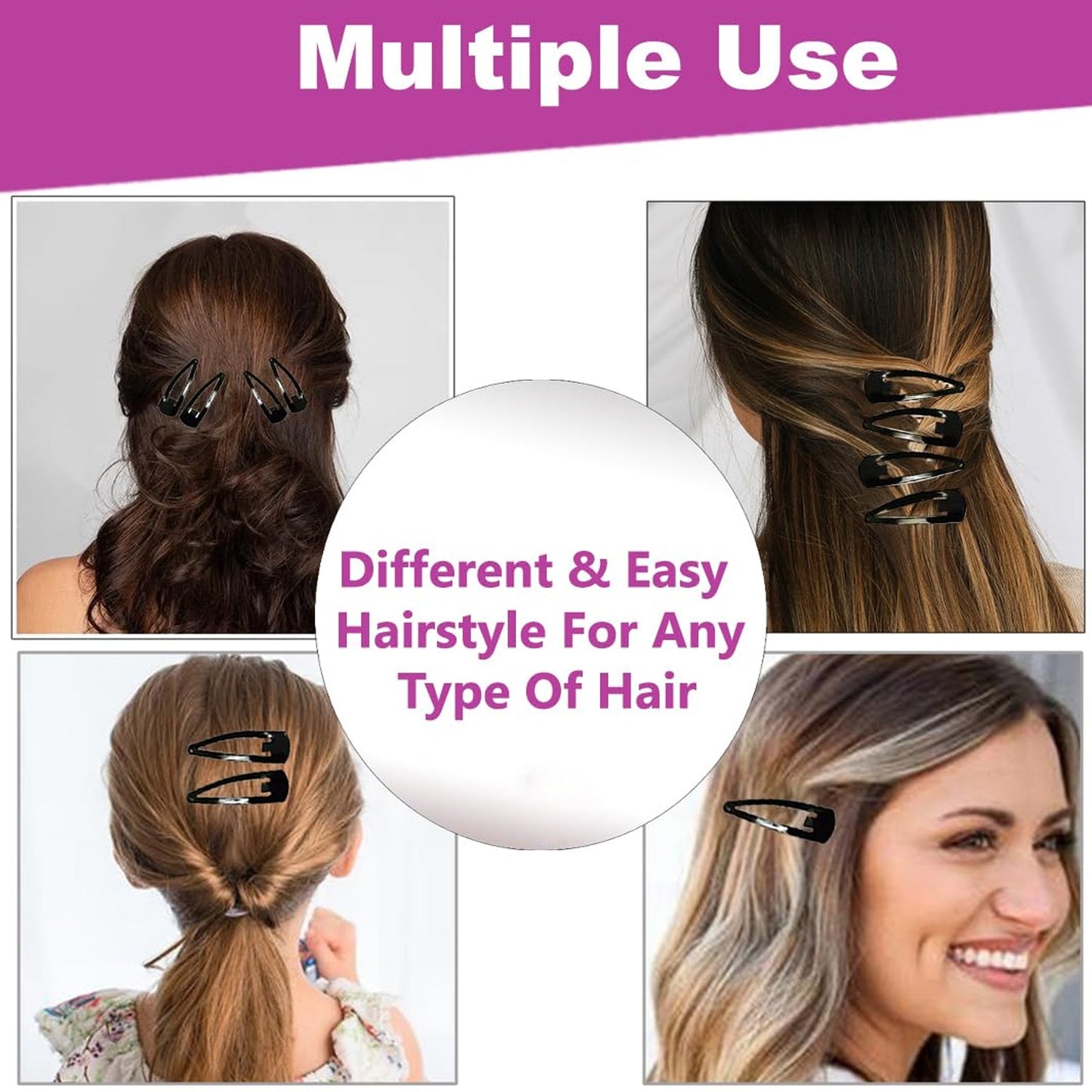 Metal Tik Tak Hair Clips (24 Pcs Set)