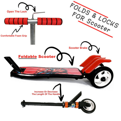 Basic Kids Ride On Leg Push Scooter for Boys and Girls (4 - 8 Years Old Kids) Foldable Scooter Cycle with Height Adjustment for Boys and Girls Multicolor (1 Pc / 3 Wheel)Ã‚Â 