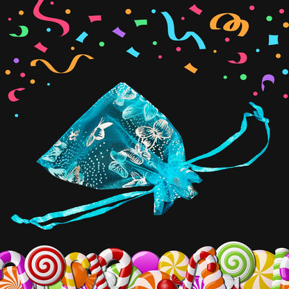 Organza Return Gift Bags Small Mesh Bags Drawstring Gift Bags Christmas Drawstring Organza Gift Bags, Wedding Party Festival Gift Bags, Jewellery Packing Pouch Dry Fruit Pouch 10Ãƒâ€”12 Cm (100 Pcs Set)