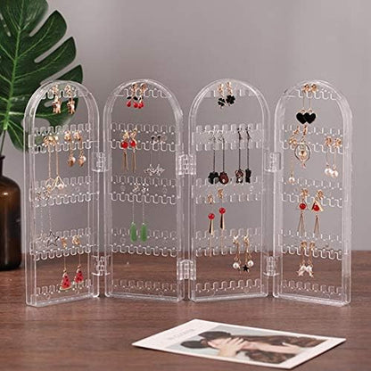 4 Folding Storage Hanger Acrylic Earring Screen Holder Display Stand Clear (1 Set)