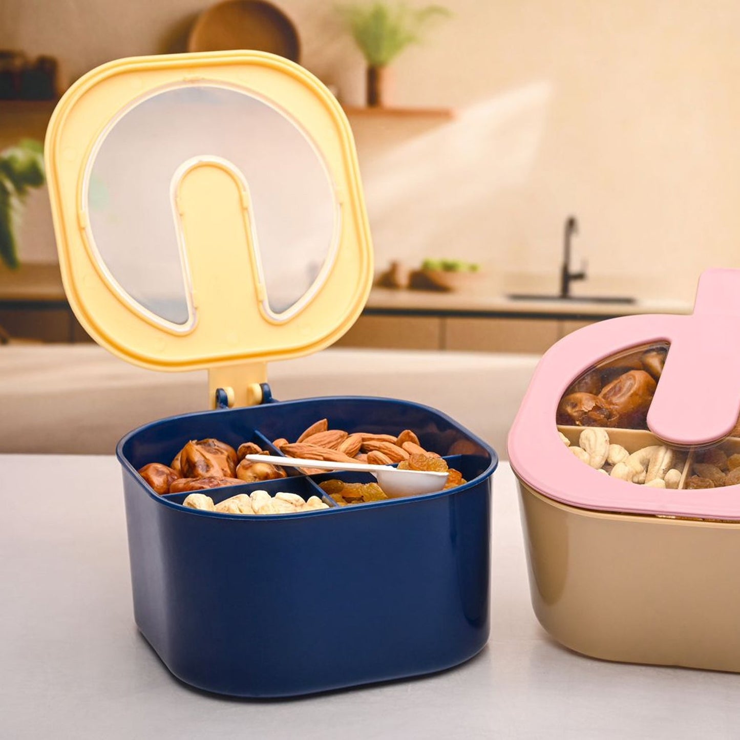 Fancy 4-Section Masala Box for Kitchen Storage (Spice Container)