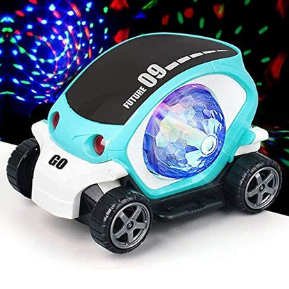 360Ã‚Â° Rotating Stunt Car Toy Ã¢â‚¬â€œ Bump & Go with 4D Lights, Music & Disco Ball (1 Pc, Battery Not Included)