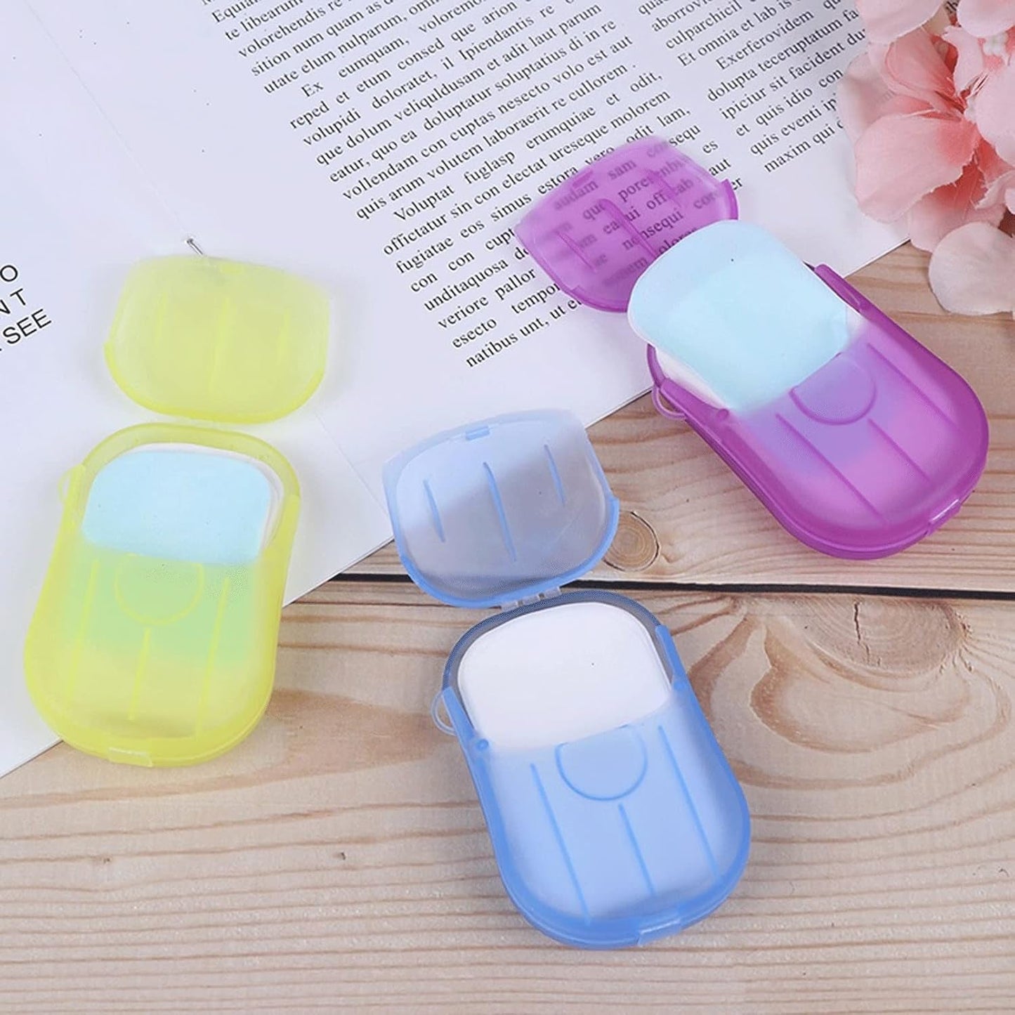 Travel Paper Soap Sheet with Mini Box (20 Sheets in a Pack Approx / Mix Color)-2 nos