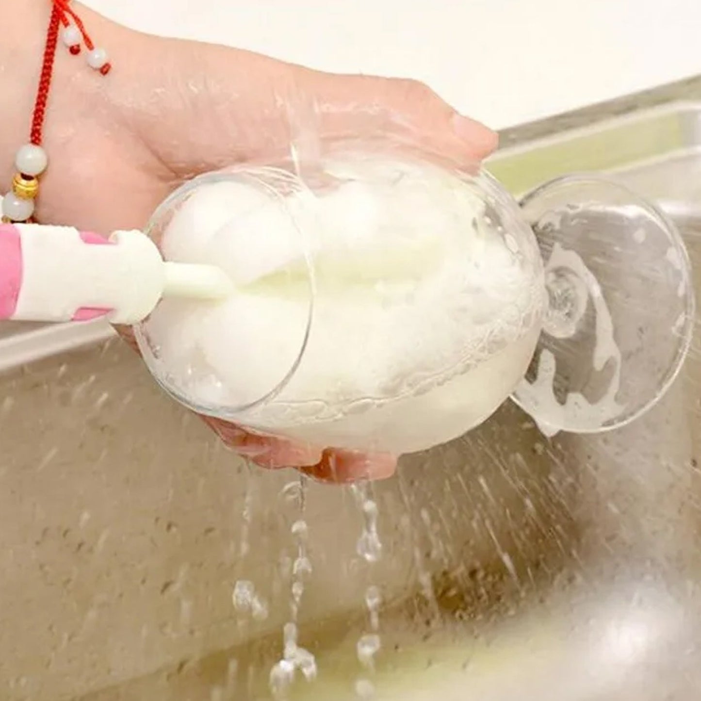 Sponge Cleaning Brush Kitchen Tool Bottle Soft Brush for Dishes| Cleaning Brush Cleaner with Plastic Long Handle, Soft Dish Washing Foam Cleaning Brushes For Cups Mugs Kettles Wine Glasses and Baby Bottles (3 Pc)