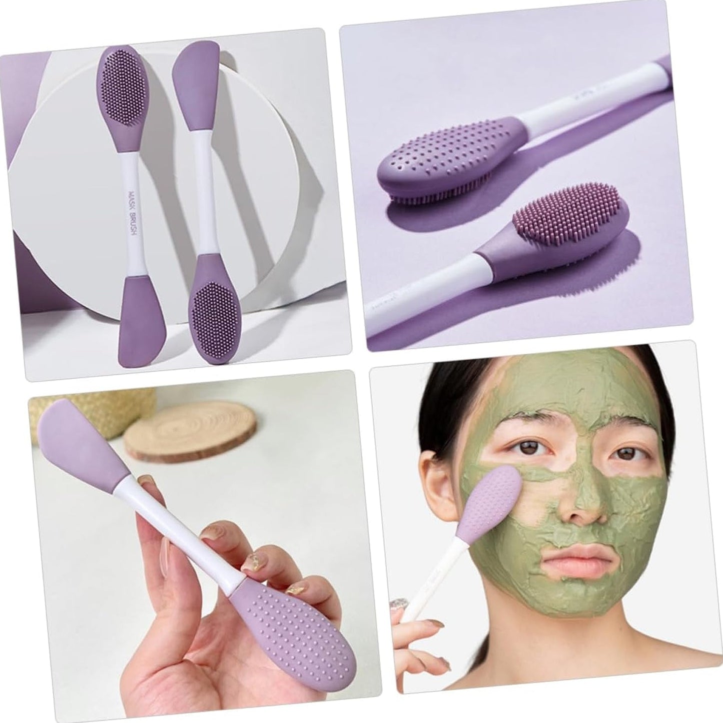 Double-Headed Silicone Mask Brush Ã¢â‚¬â€œ Facial Cleansing & Mask Application Tool (1 Pc)