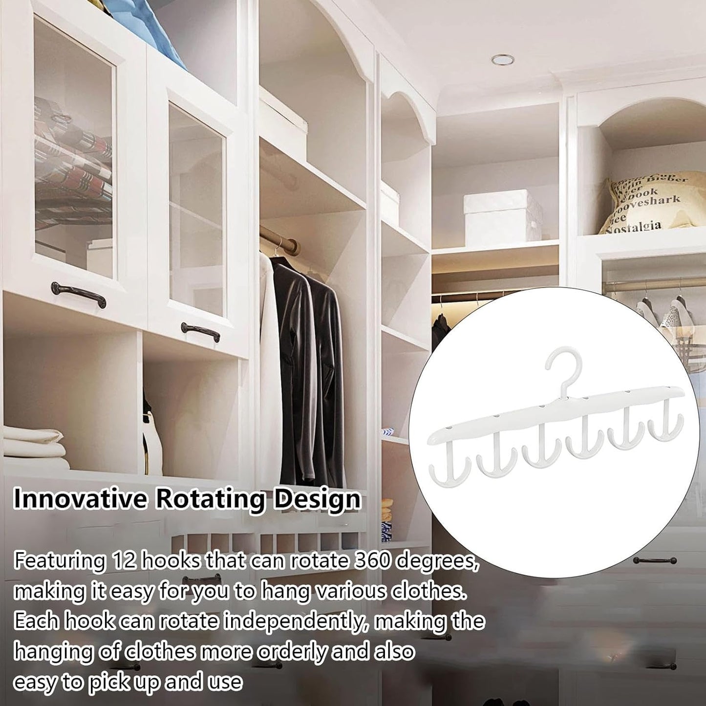 Rotatable Tank Top Hanger Ã¢â‚¬â€œ Space Saving Closet Organizer for Dorms & Apartments (12-Hook)