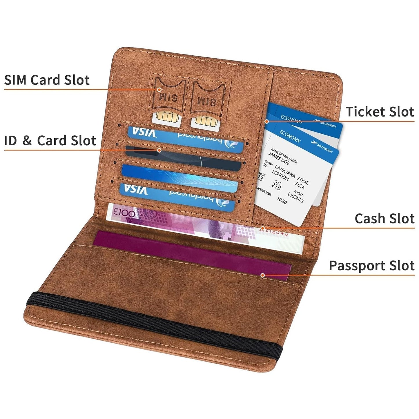 Passport Holder Cover PU Leather Travel Wallet case (1 Pc / 15Ãƒâ€”11 Cm)