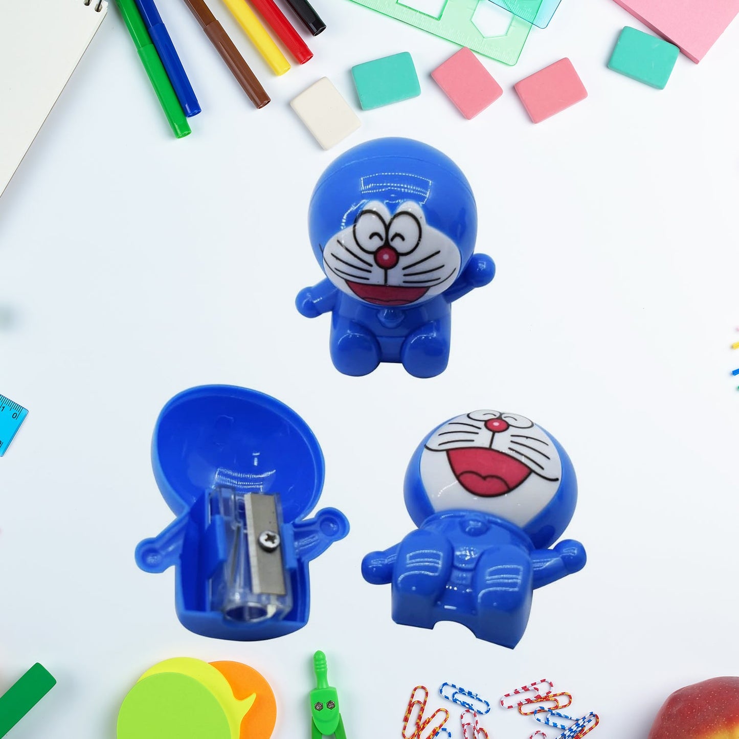 Round Cartoon Shaped Pencil Sharpener (2 Pc)