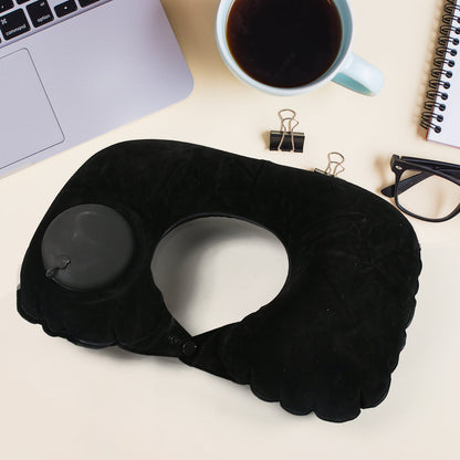 8512Ã‚Â 3 in 1 Comfortable Travel Sleeping Kit, Neck Pillow, Eye Mask & Ear Plug Set Inflatable Plane Sleeping Pillow Head Neck Support Pillows for Travel Airplane Office, Black