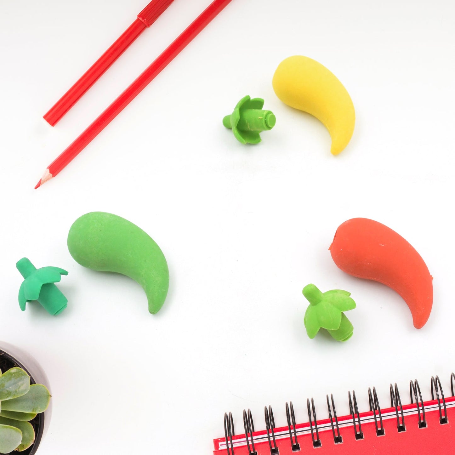 3D Fancy Colorful Chili Shape Erasers Ã¢â‚¬â€œ Mini Novelty Eraser Set (3 Pc)
