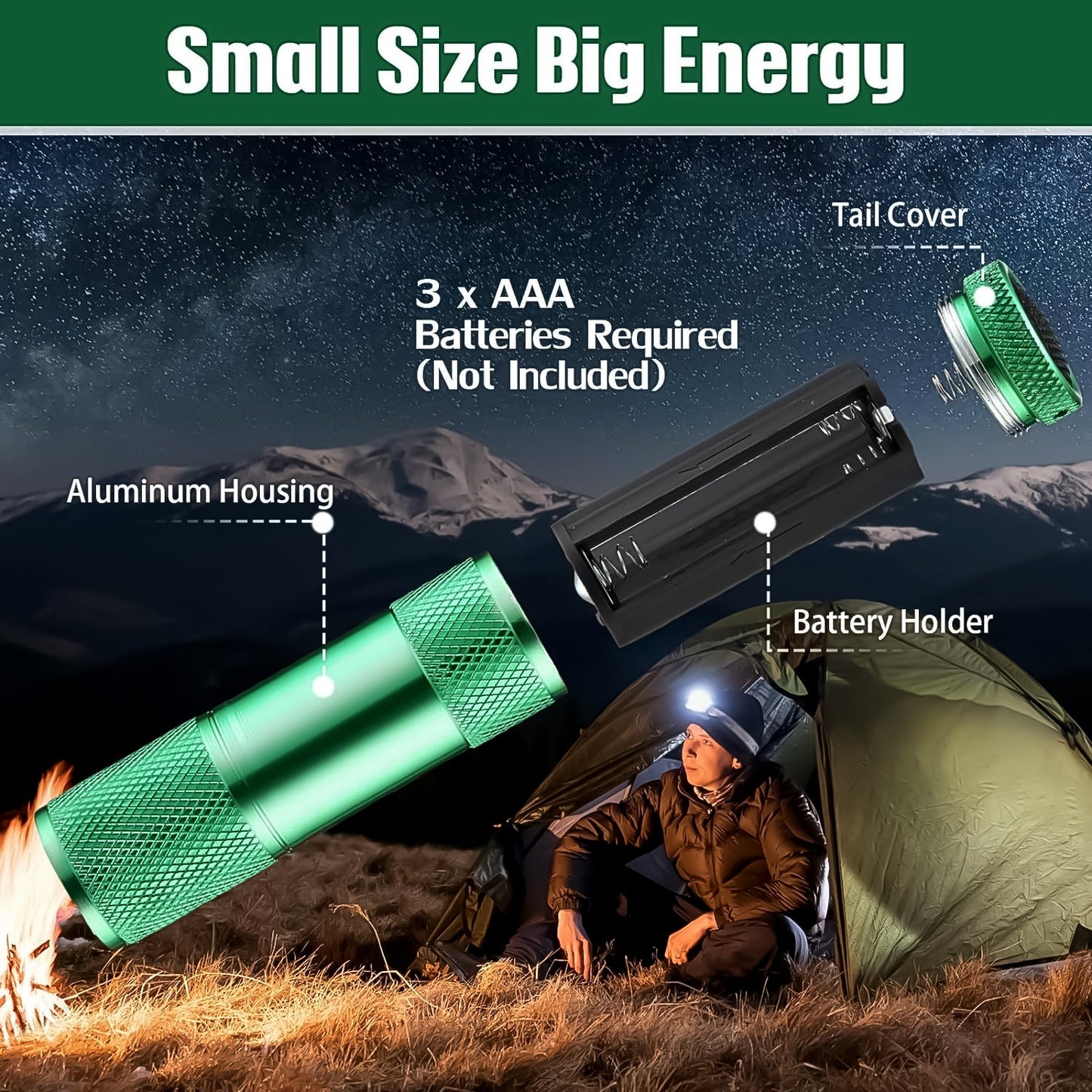 Super-Bright Mini 9 LED Bulb Pocket Torches - Small Torch Flashlight for Camping, Hiking, DIY, Travelling, Outdoors and MoreÃ‚Â 3 Battery operated (Battery not included / 1 pc)