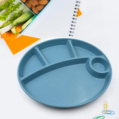 Plastic Food Plates / Biodegradable 5 Compartment Plate With Spoon for Food Snacks / Nuts / Desserts Plates for Kids,Ã‚Â Reusable Plates for Outdoor, Camping, BPA-freeÃ‚Â (1 Pc)