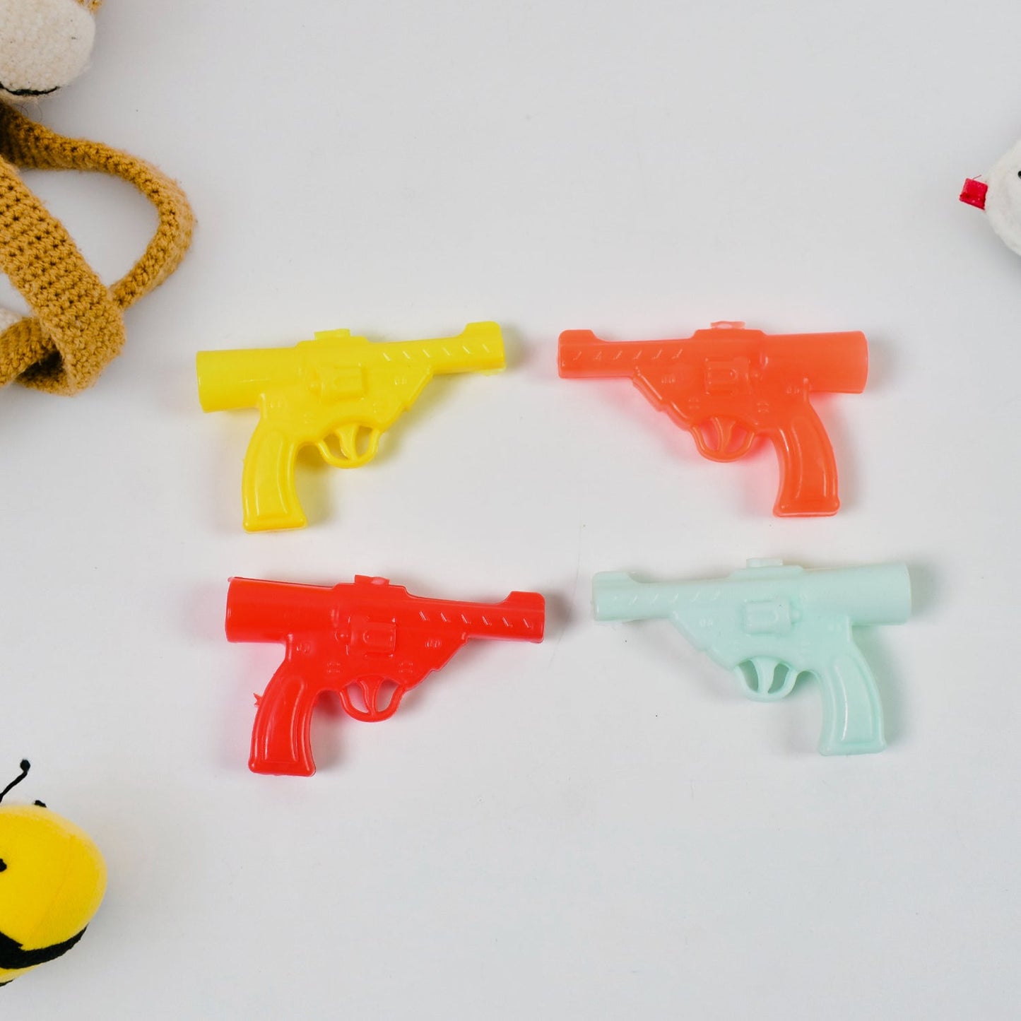 Gun Shape Pencil Top For Kids Office, Small Gun Toy (10 Pc / Mix Colour & Design)