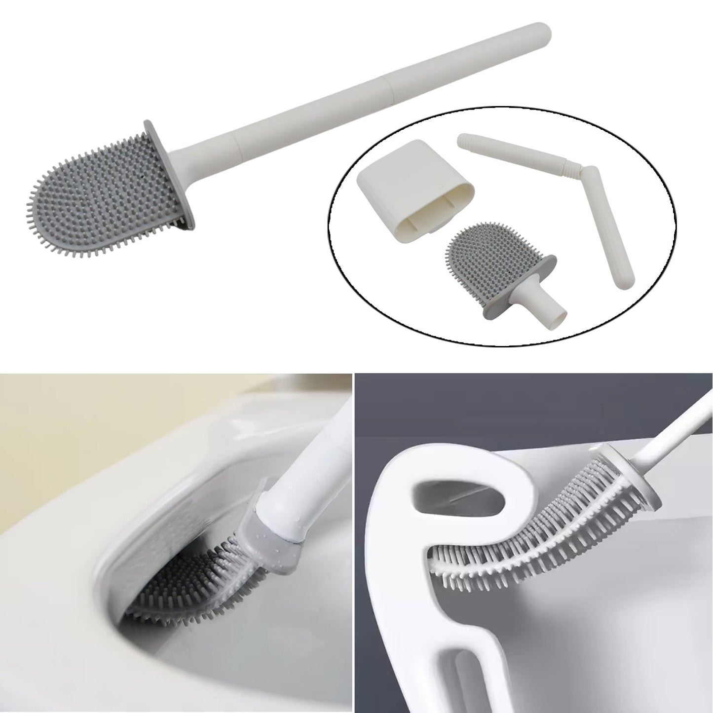 Portable Silicone Toilet Brush Ã¢â‚¬â€œ Wall-Mounted, Anti-Drip Cleaner with Non-Slip Handle