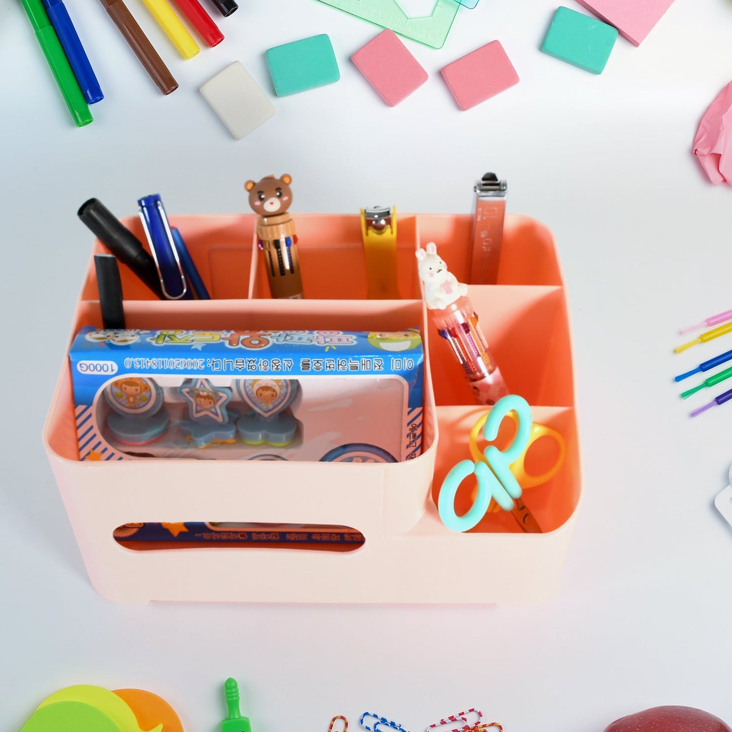 6-Compartment Desk Organizer Ã¢â‚¬â€œ Multi-Function Storage for Tissue, Stationery, Remote & Mobile (Home/Office)