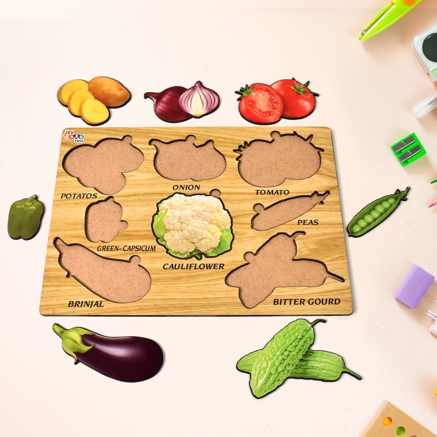 Wooden Vegetable Puzzle Learning Educational Board (1 Set / 28Ãƒâ€”20 Cm)