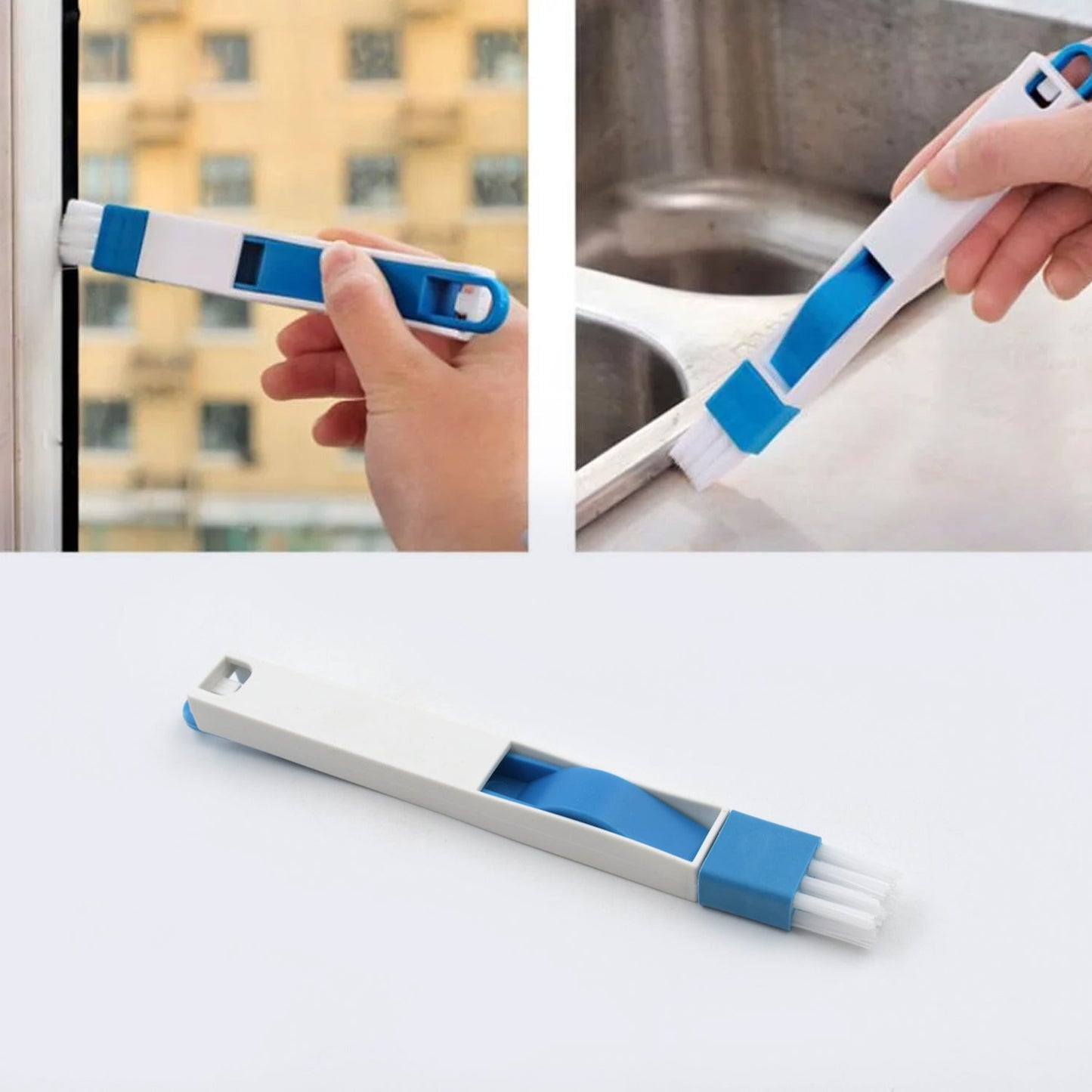 2 in 1 Multi-Function Plastic Window Slot Wardrobe Dust Removal Cleaning Brush-2 pcs