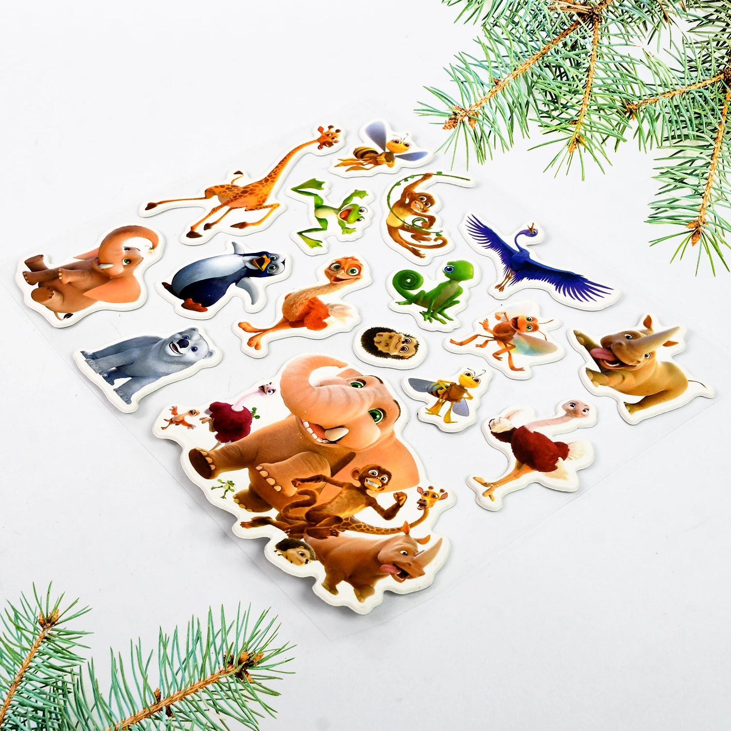 Animals Design Adhesive 3D Stickers (2 Sheet / 22Ãƒâ€”19 Cm)