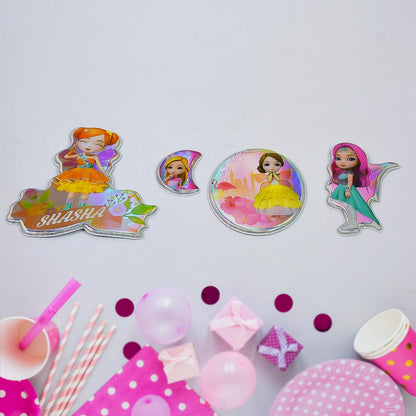 Girls Cartoon Design Adhesive 3D Stickers (2 Sheet / 19Ãƒâ€”12 Cm)