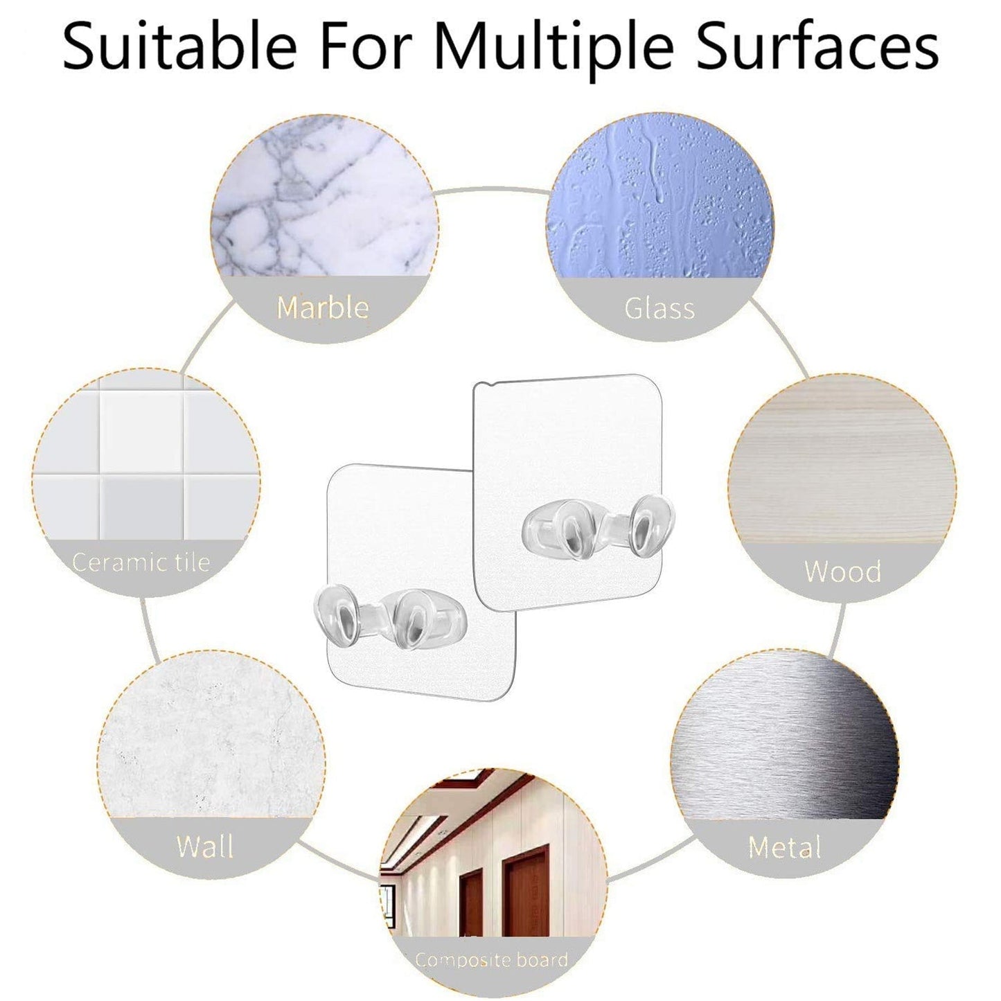 Transparent Self-Adhesive Wall Hook Ã¢â‚¬â€œ Drill-Free, Waterproof & Oil-Proof for Toothbrush, Socket (5 Pc)