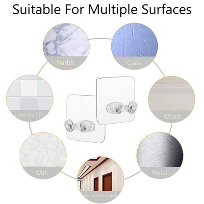 Transparent Self-Adhesive Wall Hook Ã¢â‚¬â€œ Drill-Free, Waterproof & Oil-Proof for Toothbrush, Socket (5 Pc)