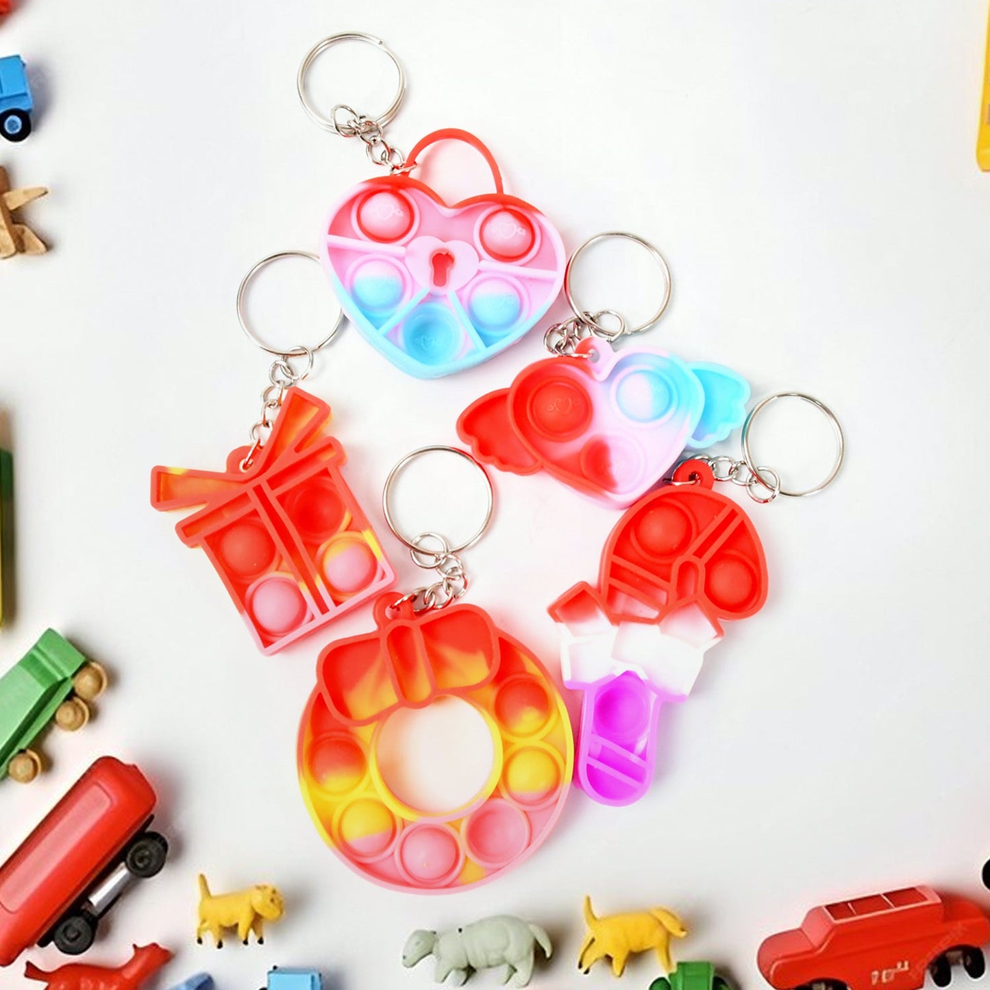 Compact Pop It Keychain Ã¢â‚¬â€œ Fun Stress Relief Fidget Toy (2 Pc | Mix Design)