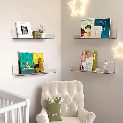 Acrylic Shelves, Clear Shelves Wall Mounted (38Ãƒâ€”11 Cm / 1 pc / With 2 Screw)