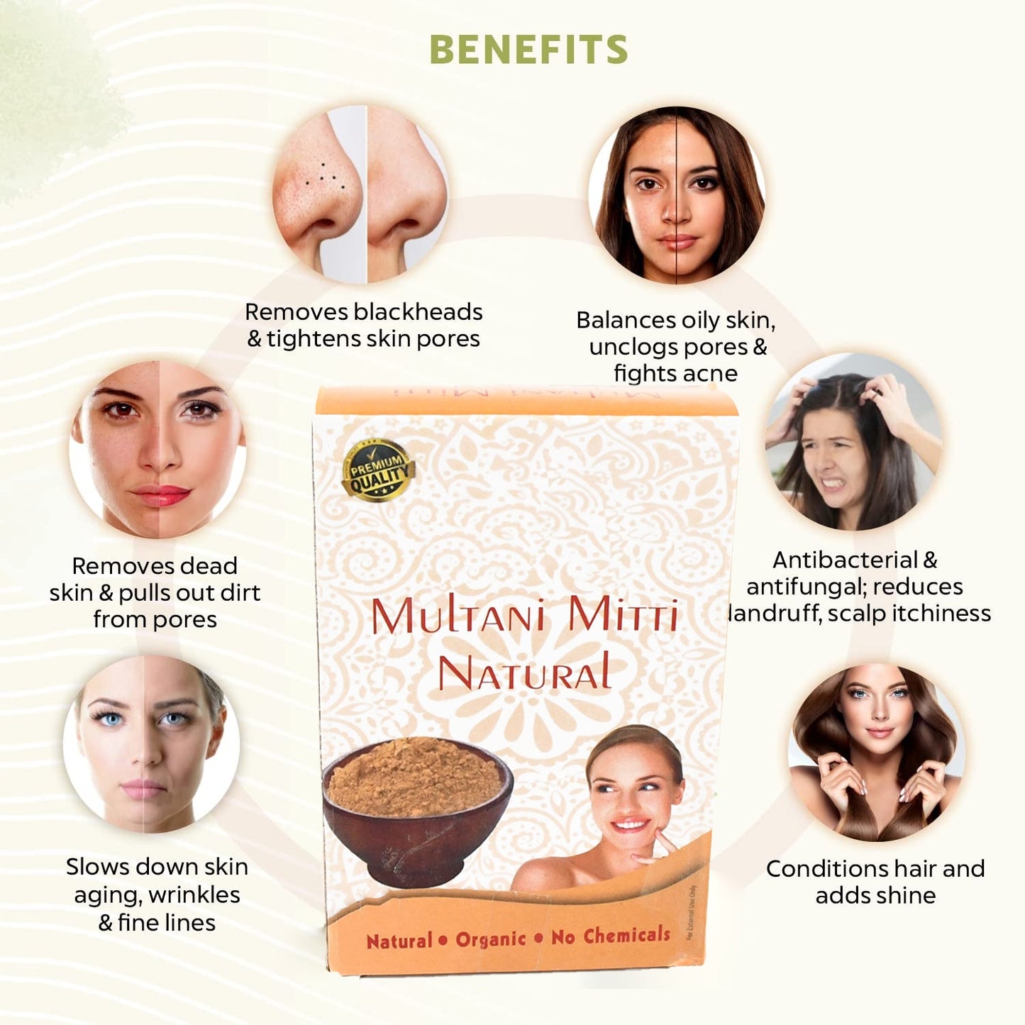 80gram Herbal Tan Removing Multani Mitti Face Pack For Skin Care Age Group-2 pcs