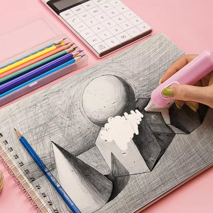Electric Eraser Kit Ã¢â‚¬â€œ Battery Operated with 10 Refills for Drawing & Sketching (Mix Design / Battery Not Included)