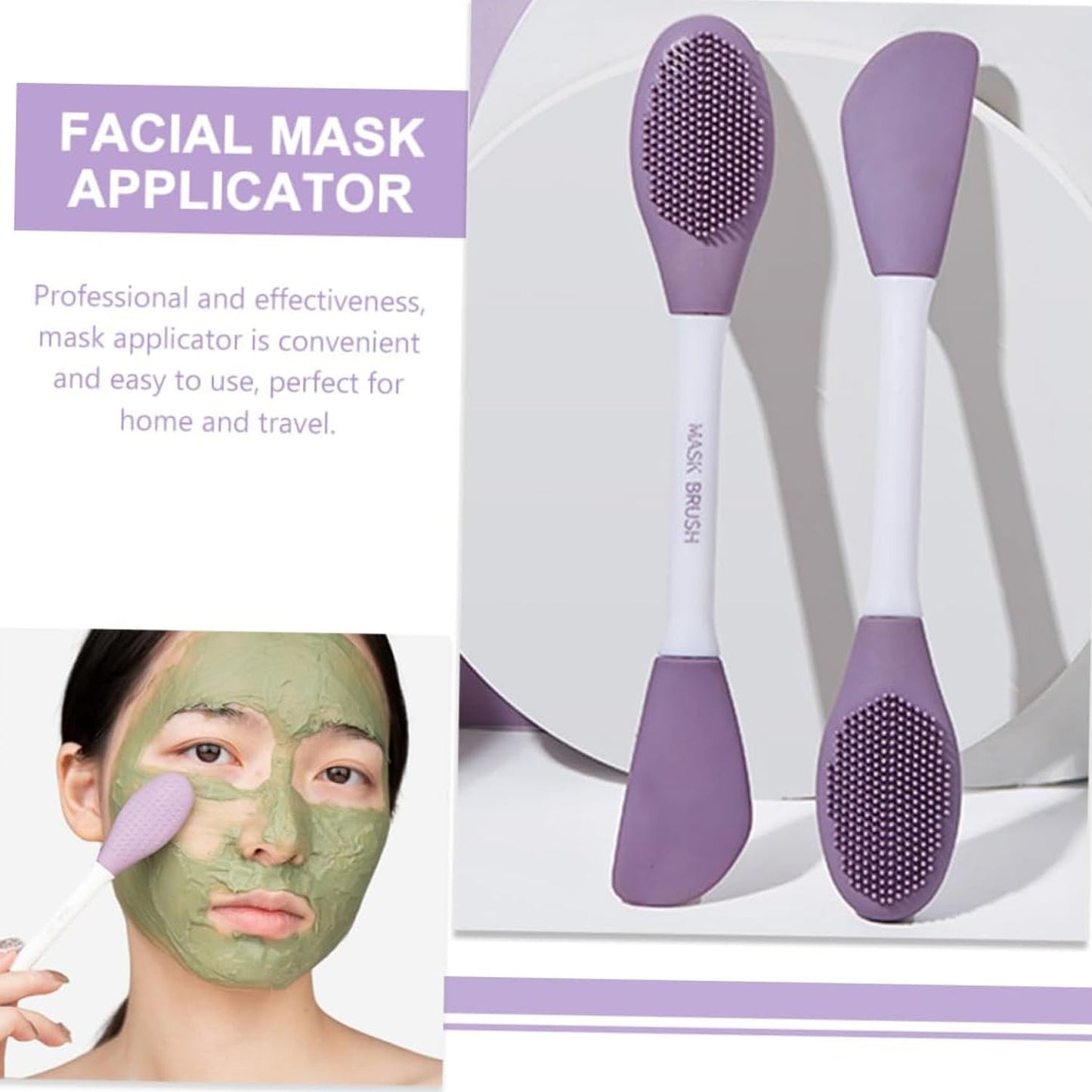 Double-Headed Silicone Mask Brush Ã¢â‚¬â€œ Facial Cleansing & Mask Application Tool (1 Pc)