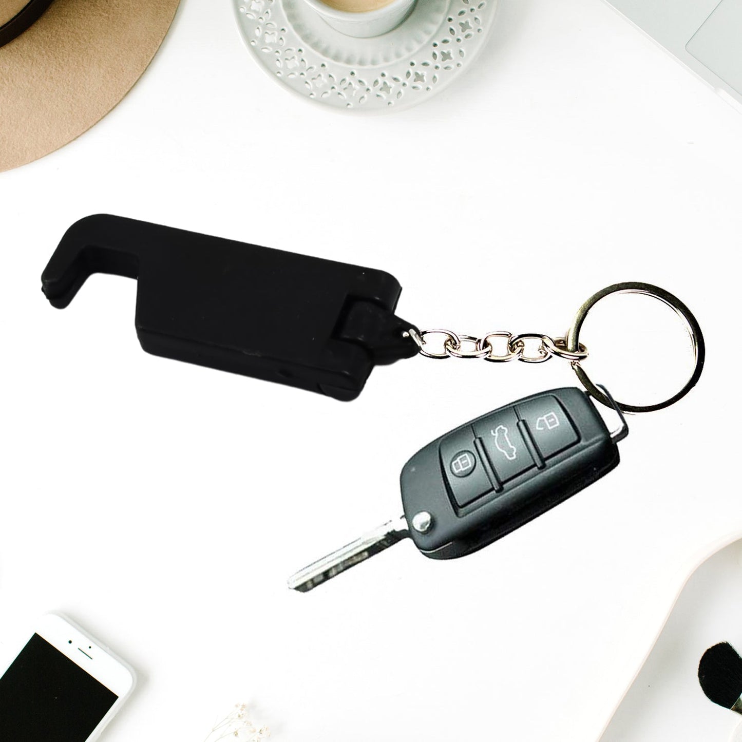 2 in 1 Plastic Keychain with Mobile Stand / Phone Holder (2 Pc / Multicolor)